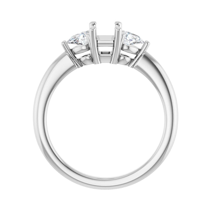 14K White Gold 6 x 4 mm Emerald 1/4 CTW Lab-Grown Diamond Semi-Set Engagement Ring