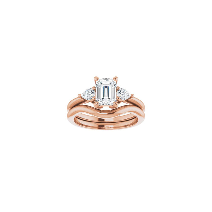 14K Rose Gold 7 x 5 mm Emerald 1/4 CTW Lab-Grown Diamond Semi-Set Engagement Ring