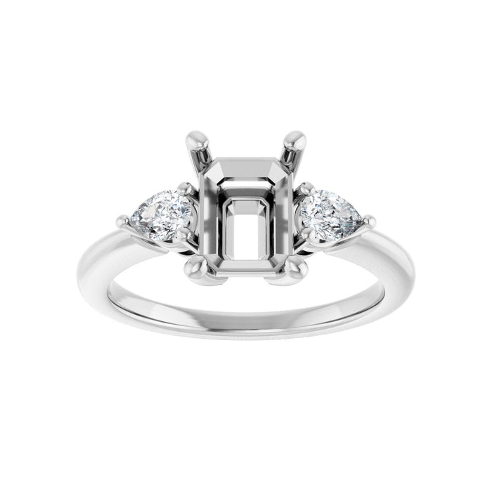 Platinum 8 x 6 mm Emerald 1/4 CTW Lab-Grown Diamond Semi-Set Engagement Ring