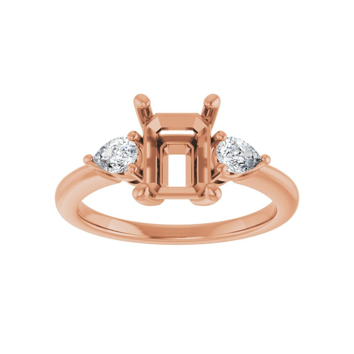 14K Rose Gold 8 x 6 mm Emerald 1/4 CTW Lab-Grown Diamond Semi-Set Engagement Ring