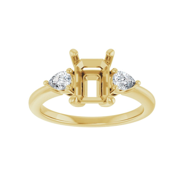 14K Yellow Gold 8 x 6 mm Emerald 1/4 CTW Lab-Grown Diamond Semi-Set Engagement Ring