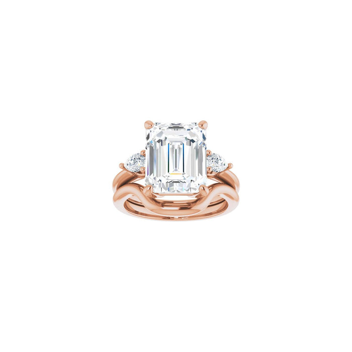 14K Rose Gold 11 x 9 mm Emerald 1/4 CTW Lab-Grown Diamond Semi-Set Engagement Ring