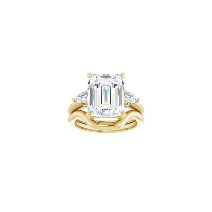 14K Yellow Gold 11 x 9 mm Emerald 1/4 CTW Lab-Grown Diamond Semi-Set Engagement Ring