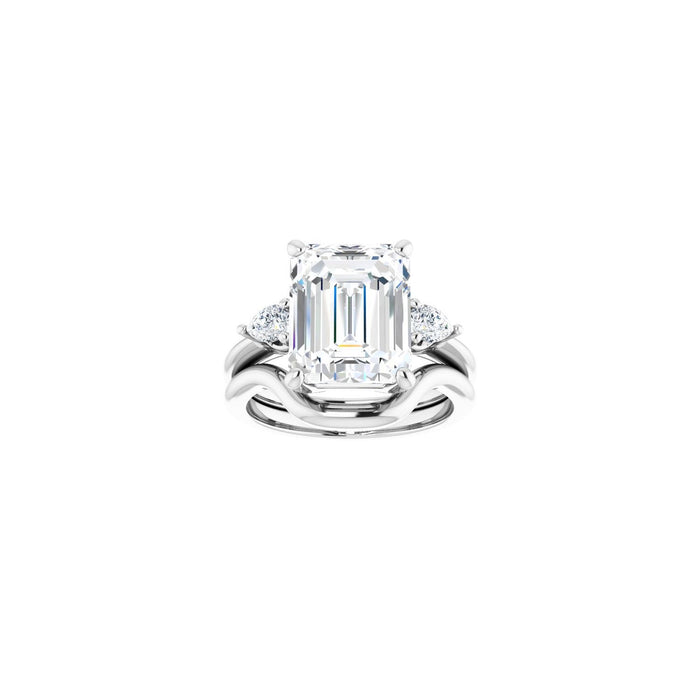 14K White Gold 11 x 9 mm Emerald 1/4 CTW Lab-Grown Diamond Semi-Set Engagement Ring
