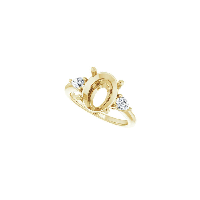 14K Yellow Gold 11 x 9 mm Oval 1/4 CTW Lab-Grown Diamond Semi-Set Engagement Ring