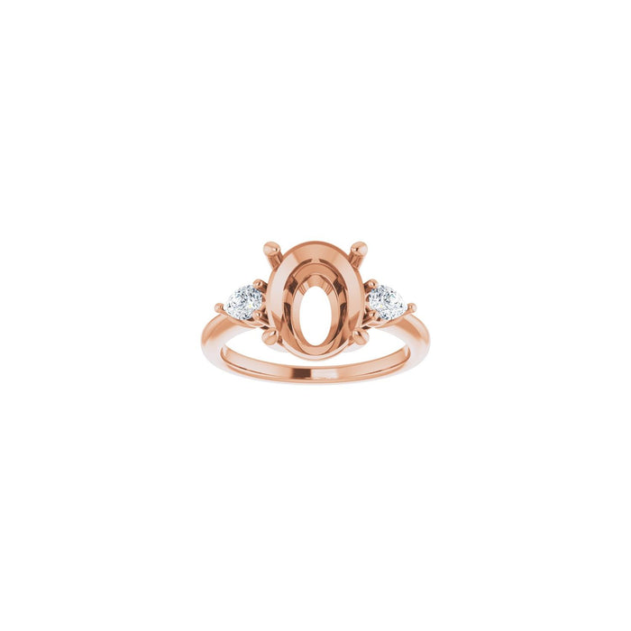 14K Rose Gold 11 x 9 mm Oval 1/4 CTW Lab-Grown Diamond Semi-Set Engagement Ring