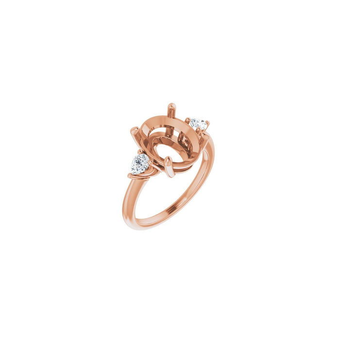 14K Rose Gold 12 x 10 mm Oval 1/4 CTW Lab-Grown Diamond Semi-Set Engagement Ring