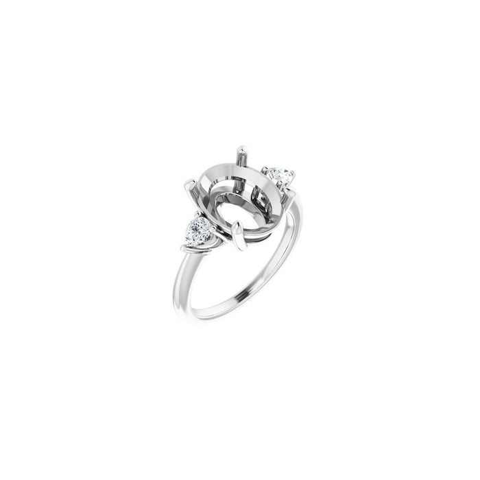 14K White Gold 12 x 10 mm Oval 1/4 CTW Lab-Grown Diamond Semi-Set Engagement Ring