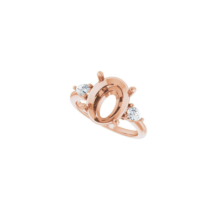 14K Rose Gold 12 x 10 mm Oval 1/4 CTW Lab-Grown Diamond Semi-Set Engagement Ring