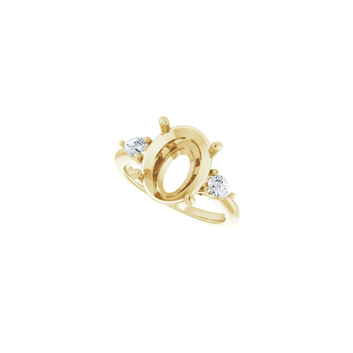 14K Yellow Gold 12 x 10 mm Oval 1/4 CTW Lab-Grown Diamond Semi-Set Engagement Ring