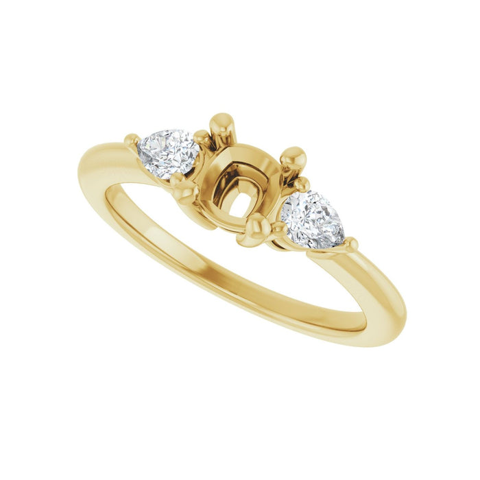 14K Yellow Gold 5 x 5 mm Cushion 1/4 CTW Lab-Grown Diamond Semi-Set Engagement Ring