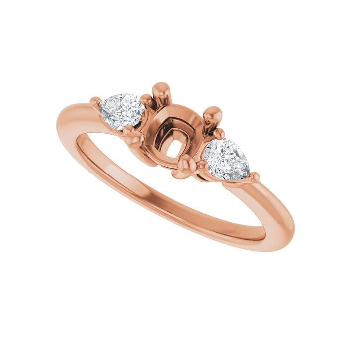 14K Rose Gold 5 x 5 mm Cushion 1/4 CTW Lab-Grown Diamond Semi-Set Engagement Ring