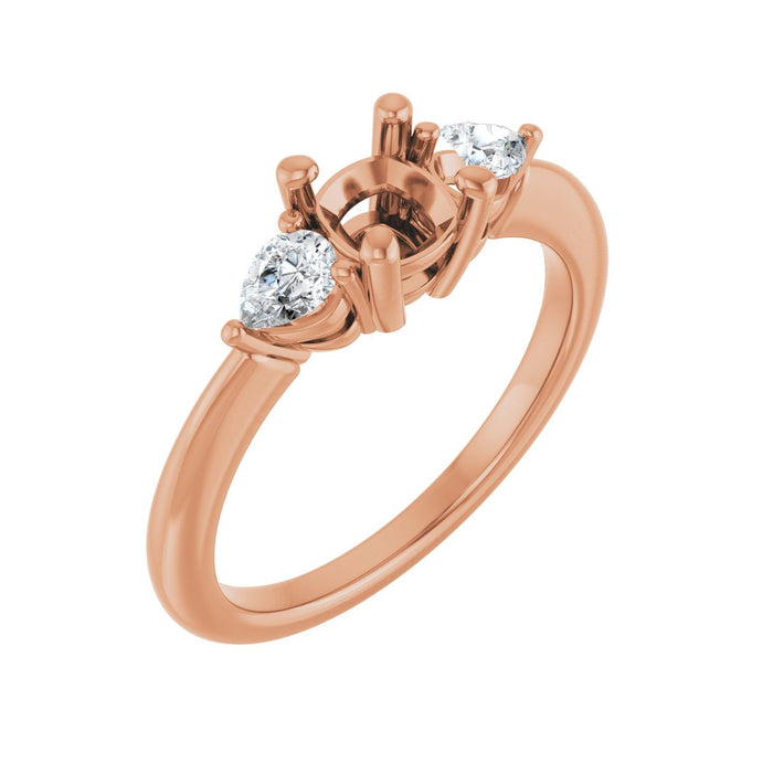 14K Rose Gold 5 x 5 mm Cushion 1/4 CTW Lab-Grown Diamond Semi-Set Engagement Ring
