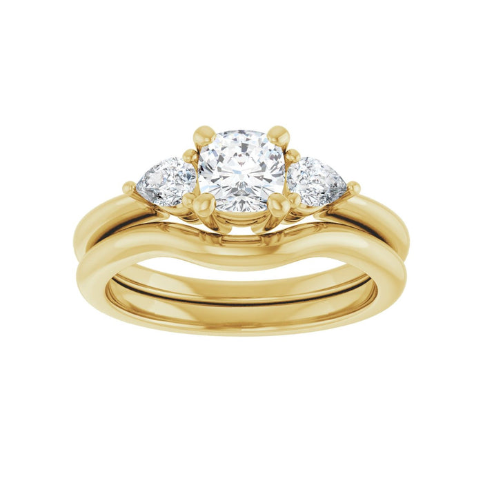 14K Yellow Gold 5 x 5 mm Cushion 1/4 CTW Lab-Grown Diamond Semi-Set Engagement Ring