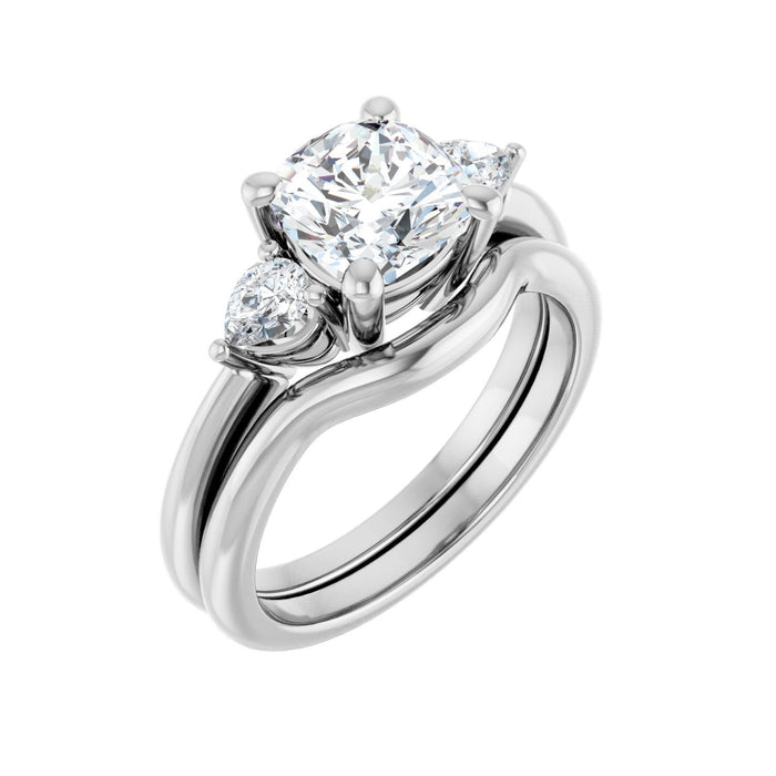 Platinum 7 x 7 mm Cushion 1/4 CTW Lab-Grown Diamond Semi-Set Engagement Ring