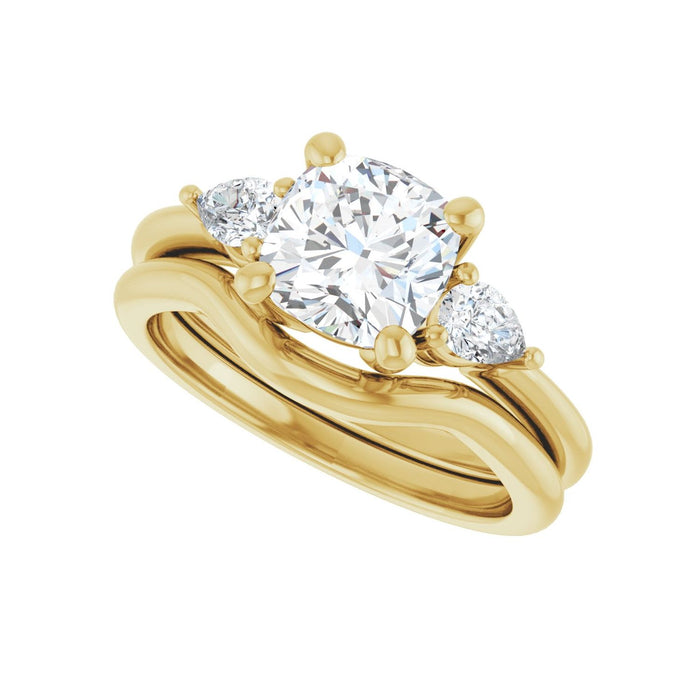 14K Yellow Gold 7 x 7 mm Cushion 1/4 CTW Lab-Grown Diamond Semi-Set Engagement Ring