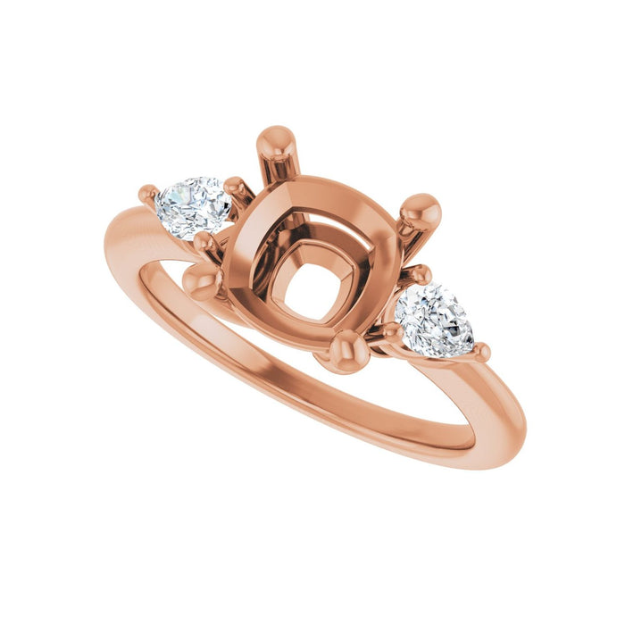 14K Rose Gold 8 x 8 mm Cushion 1/4 CTW Lab-Grown Diamond Semi-Set Engagement Ring