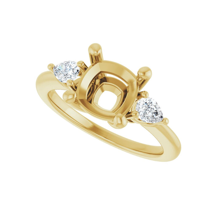 14K Yellow Gold 8 x 8 mm Cushion 1/4 CTW Lab-Grown Diamond Semi-Set Engagement Ring