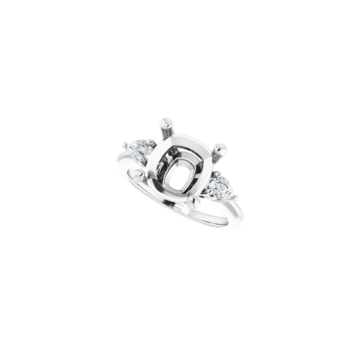 Platinum 10 x 10 mm Cushion 1/4 CTW Lab-Grown Diamond Semi-Set Engagement Ring