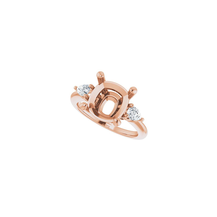 14K Rose Gold 10 x 10 mm Cushion 1/4 CTW Lab-Grown Diamond Semi-Set Engagement Ring