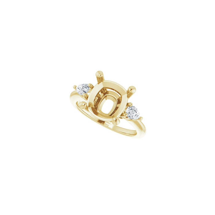 14K Yellow Gold 10 x 10 mm Cushion 1/4 CTW Lab-Grown Diamond Semi-Set Engagement Ring