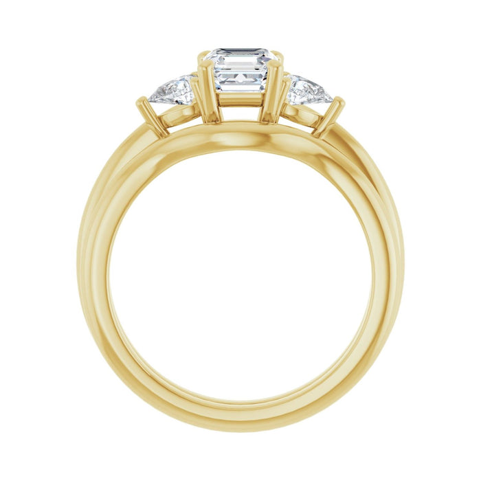 14K Yellow Gold 5 x 5 mm Asscher 1/4 CTW Lab-Grown Diamond Semi-Set Engagement Ring