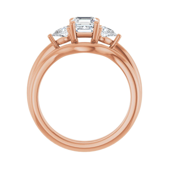 14K Rose Gold 5 x 5 mm Asscher 1/4 CTW Lab-Grown Diamond Semi-Set Engagement Ring