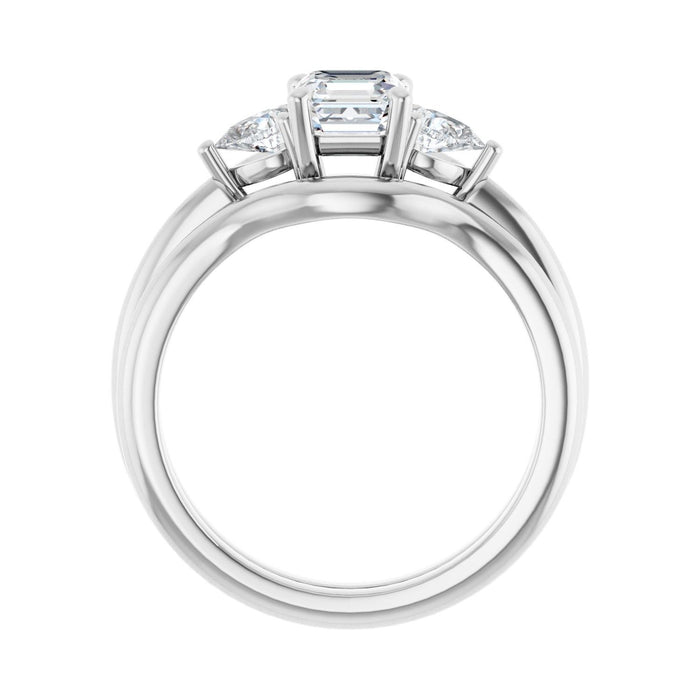 14K White Gold 5 x 5 mm Asscher 1/4 CTW Lab-Grown Diamond Semi-Set Engagement Ring