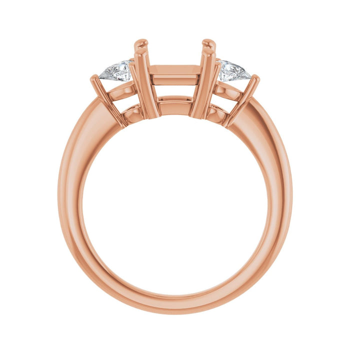 14K Rose Gold 7 x 7 mm Asscher 1/4 CTW Lab-Grown Diamond Semi-Set Engagement Ring
