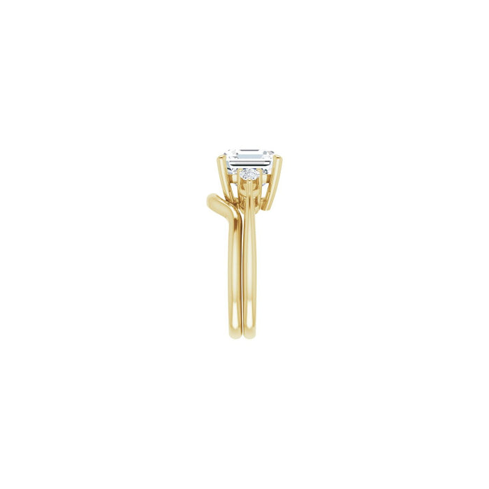 14K Yellow Gold 9 x 9 mm Asscher 1/4 CTW Lab-Grown Diamond Semi-Set Engagement Ring