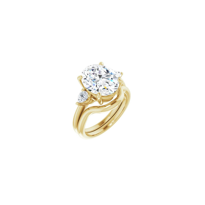 14K Yellow Gold 12 x 10 mm Oval 1/4 CTW Lab-Grown Diamond Semi-Set Engagement Ring