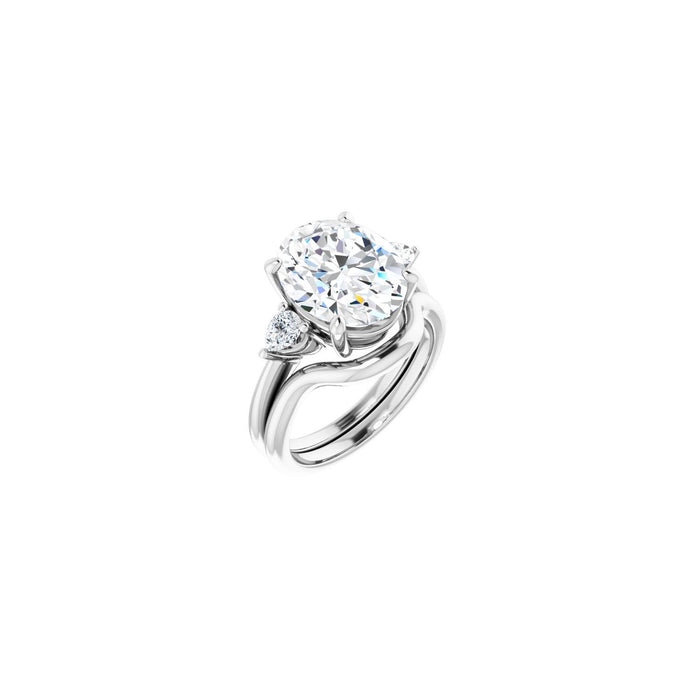 14K White Gold 12 x 10 mm Oval 1/4 CTW Lab-Grown Diamond Semi-Set Engagement Ring