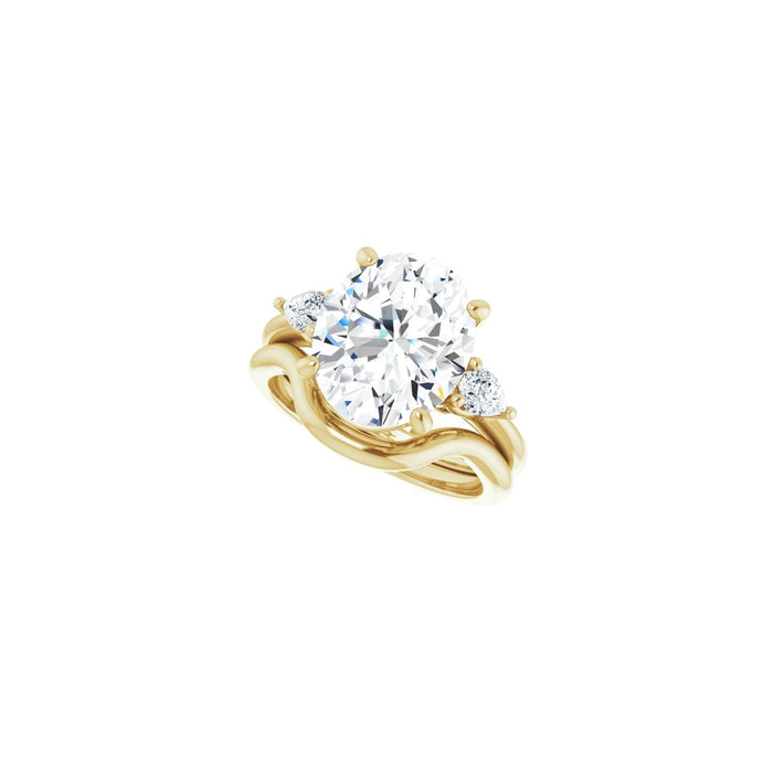 14K Yellow Gold 12 x 10 mm Oval 1/4 CTW Lab-Grown Diamond Semi-Set Engagement Ring