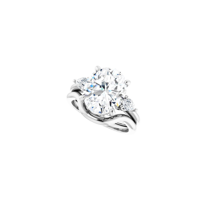 Platinum 12 x 10 mm Oval 1/4 CTW Lab-Grown Diamond Semi-Set Engagement Ring