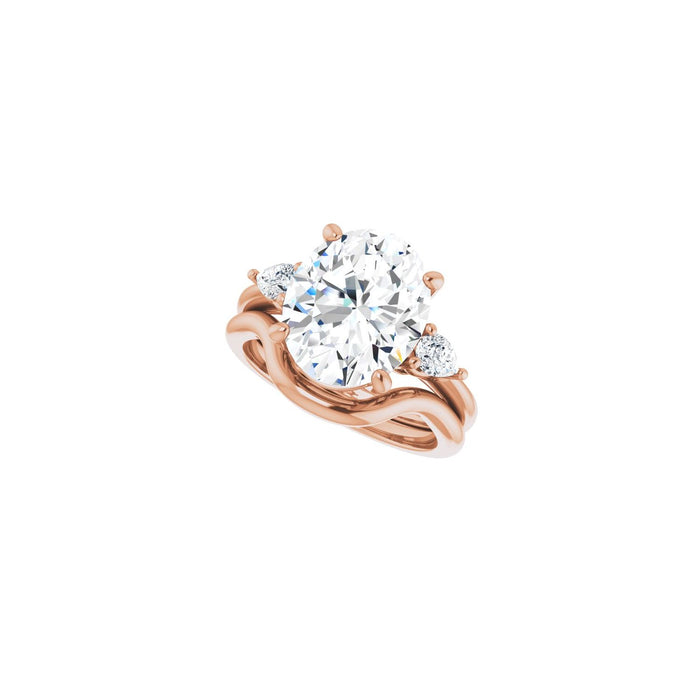 14K Rose Gold 12 x 10 mm Oval 1/4 CTW Lab-Grown Diamond Semi-Set Engagement Ring