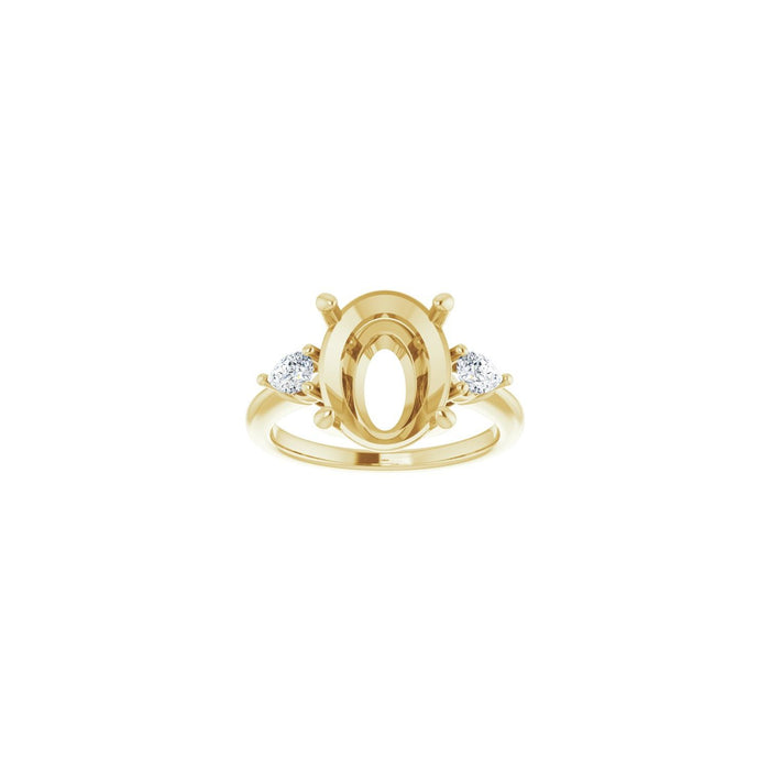14K Yellow Gold 12 x 10 mm Oval 1/4 CTW Lab-Grown Diamond Semi-Set Engagement Ring