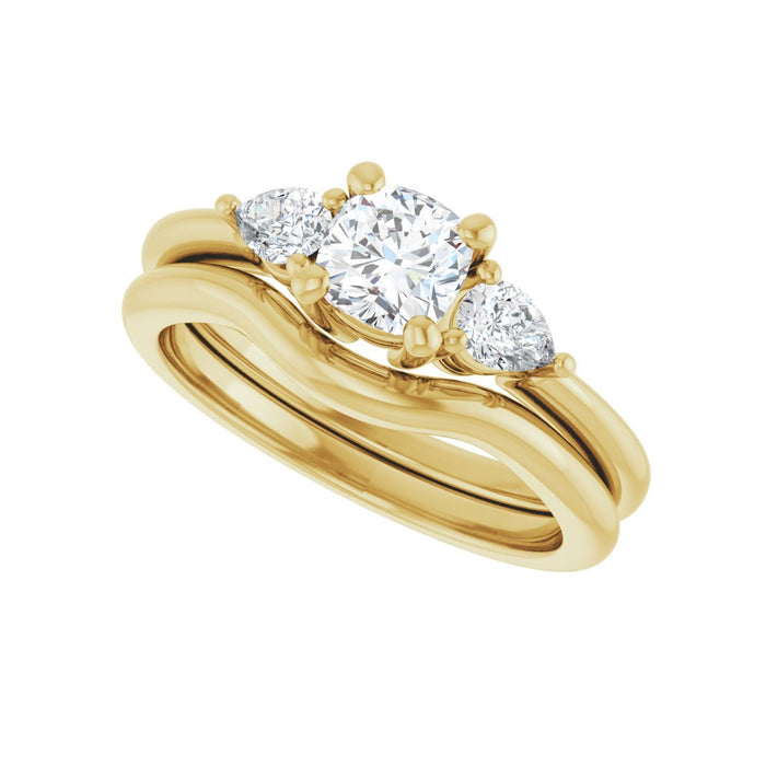 14K Yellow Gold 5 x 5 mm Cushion 1/4 CTW Lab-Grown Diamond Semi-Set Engagement Ring