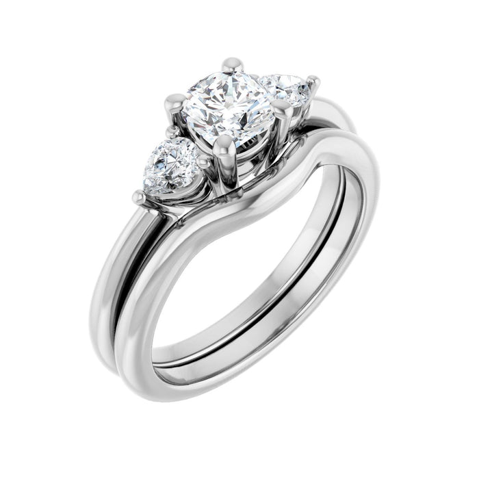 14K White Gold 5 x 5 mm Cushion 1/4 CTW Lab-Grown Diamond Semi-Set Engagement Ring
