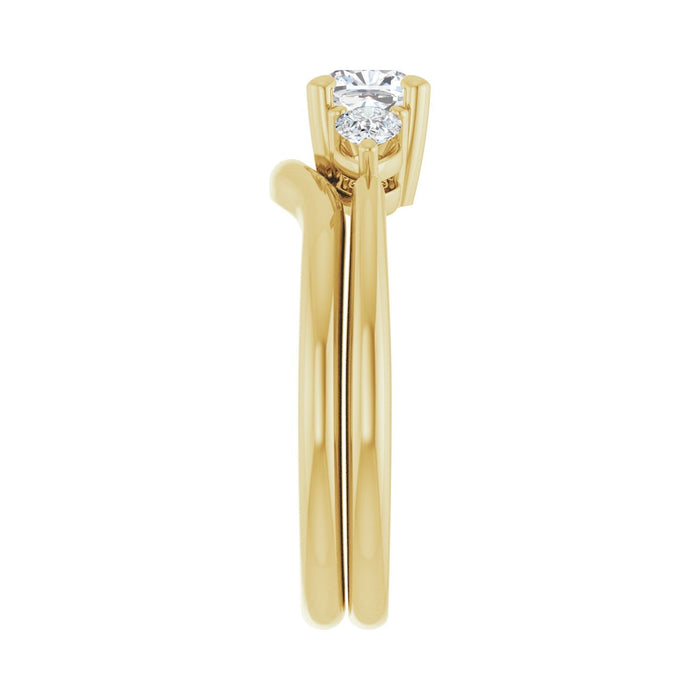 14K Yellow Gold 5 x 5 mm Cushion 1/4 CTW Lab-Grown Diamond Semi-Set Engagement Ring