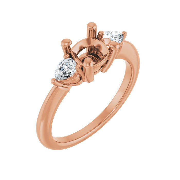 14K Rose Gold 6 x 6 mm Cushion 1/4 CTW Lab-Grown Diamond Semi-Set Engagement Ring
