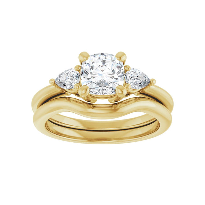 14K Yellow Gold 6 x 6 mm Cushion 1/4 CTW Lab-Grown Diamond Semi-Set Engagement Ring