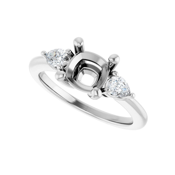 14K White Gold 7 x 7 mm Cushion 1/4 CTW Lab-Grown Diamond Semi-Set Engagement Ring