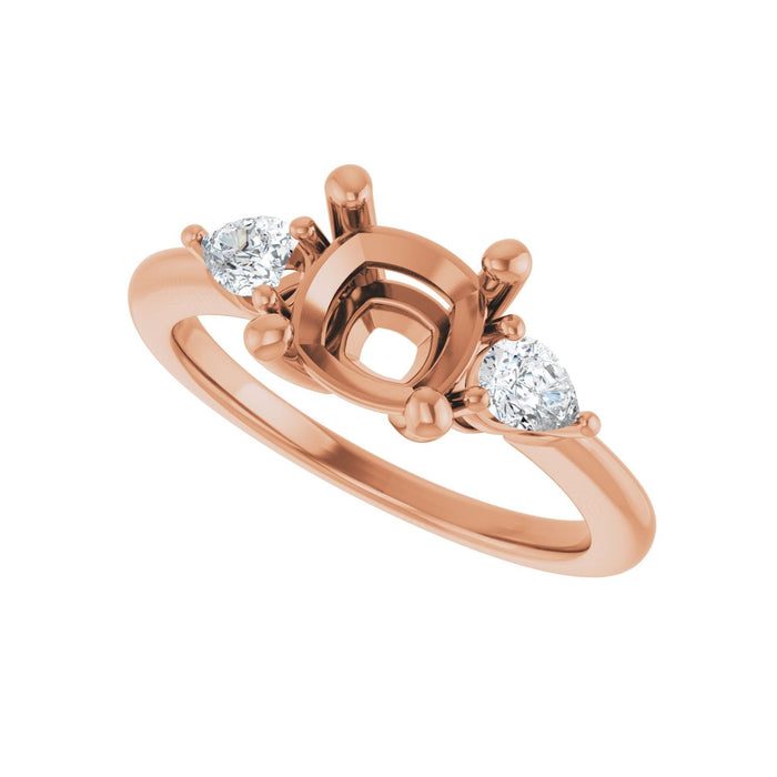 14K Rose Gold 7 x 7 mm Cushion 1/4 CTW Lab-Grown Diamond Semi-Set Engagement Ring