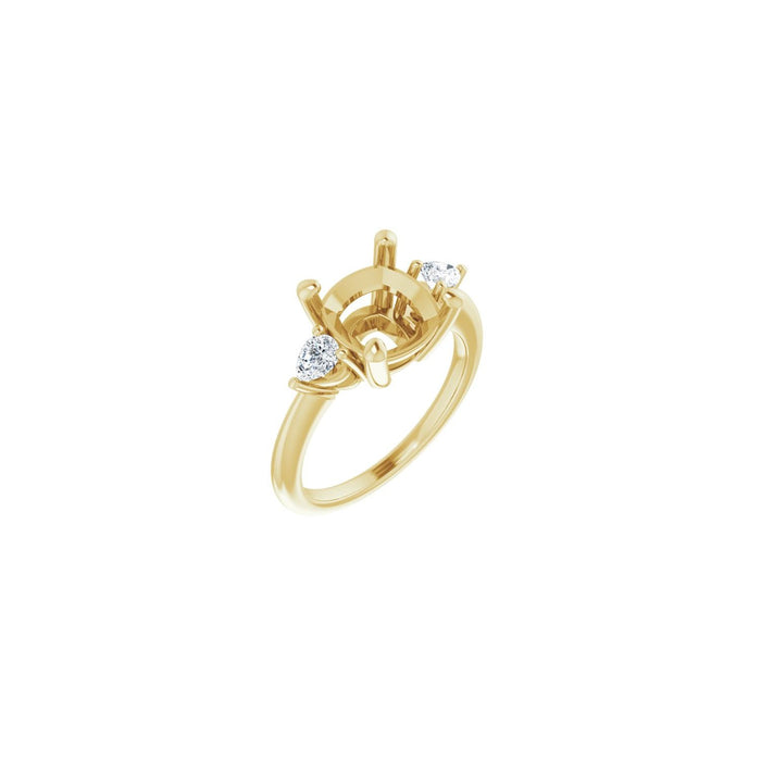 14K Yellow Gold 9 x 9 mm Cushion 1/4 CTW Lab-Grown Diamond Semi-Set Engagement Ring