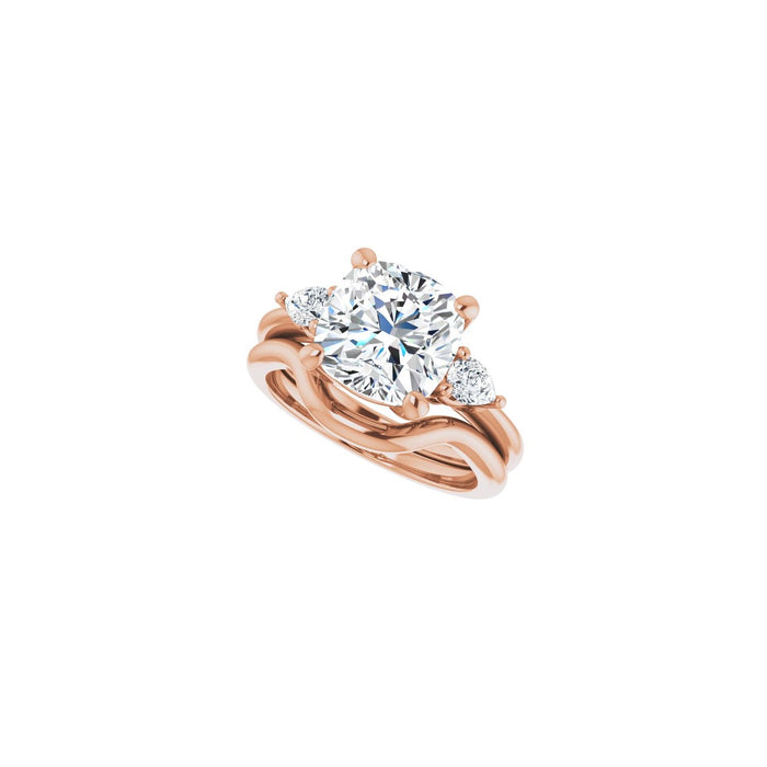 14K Rose Gold 9 x 9 mm Cushion 1/4 CTW Lab-Grown Diamond Semi-Set Engagement Ring