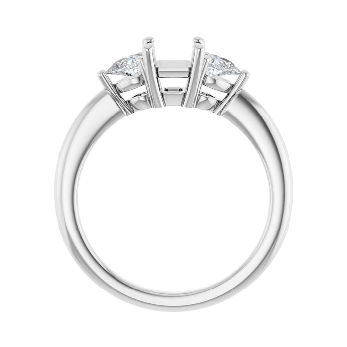Platinum 5 x 5 mm Asscher 1/4 CTW Lab-Grown Diamond Semi-Set Engagement Ring