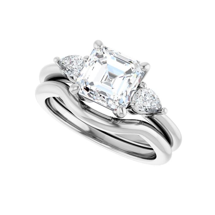 Platinum 7 x 7 mm Asscher 1/4 CTW Lab-Grown Diamond Semi-Set Engagement Ring