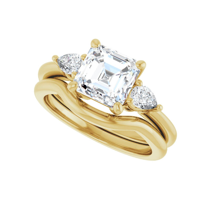 14K Yellow Gold 7 x 7 mm Asscher 1/4 CTW Lab-Grown Diamond Semi-Set Engagement Ring