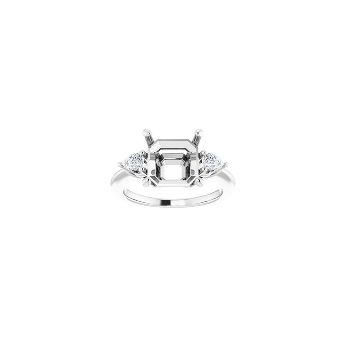 Platinum 9 x 9 mm Asscher 1/4 CTW Lab-Grown Diamond Semi-Set Engagement Ring