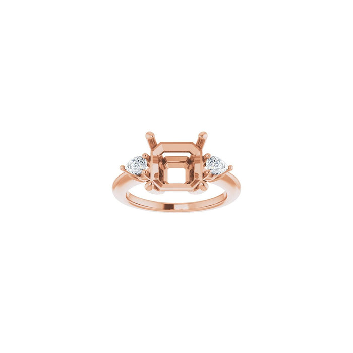 14K Rose Gold 9 x 9 mm Asscher 1/4 CTW Lab-Grown Diamond Semi-Set Engagement Ring